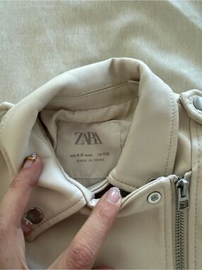 Zara Cream Faux Leather Moto Jacket